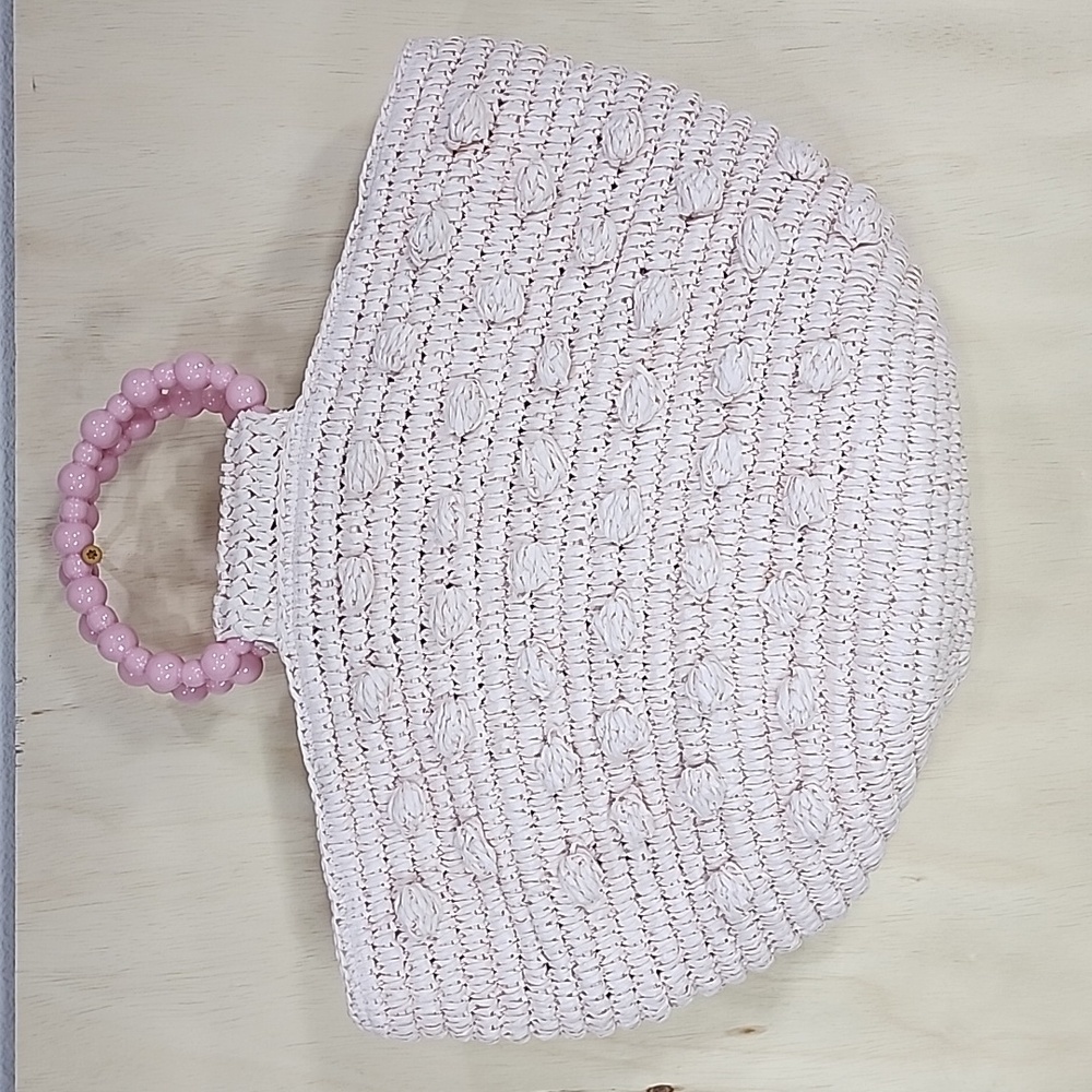 BTB  Opal Pompom Tote Purse Bag in petal color